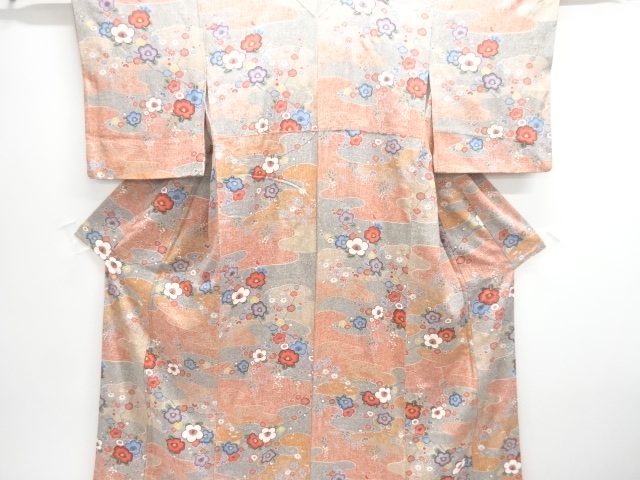 JAPANESE KIMONO / KOMON / STREAM WATER & CAMELLIA 